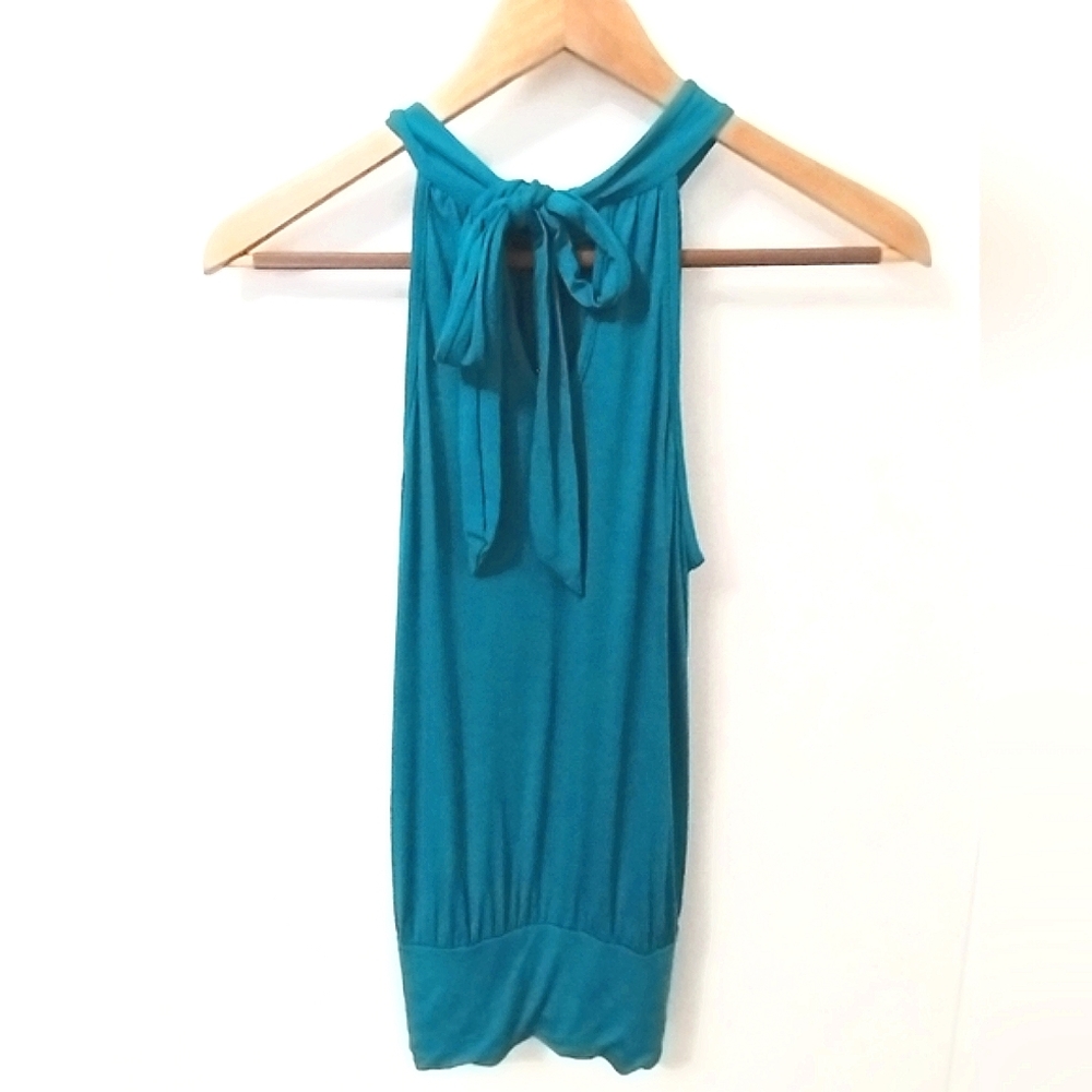 NWT Teal Keyhole Tie Blouse